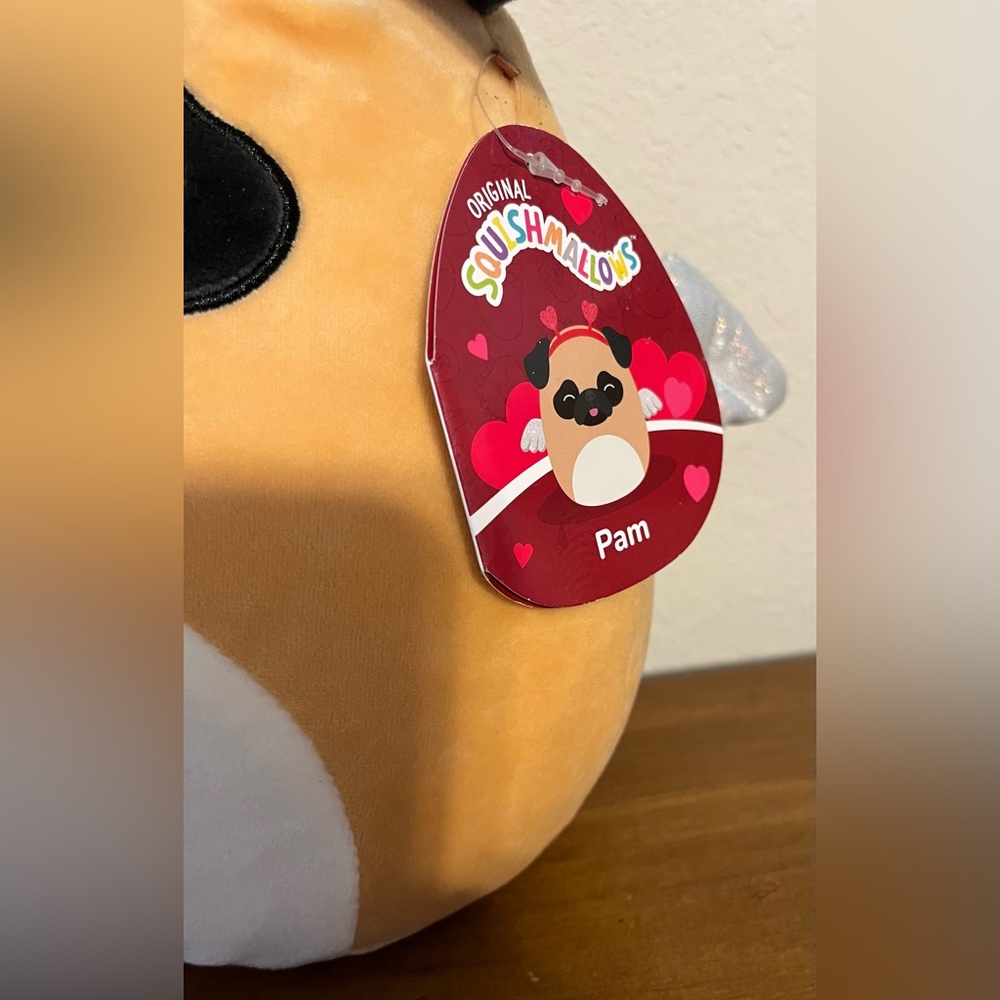 Original Squishmallows Pam the Pug 10” Valentine Plushie Cupid Angel Wings Plush - Picture 6 of 10